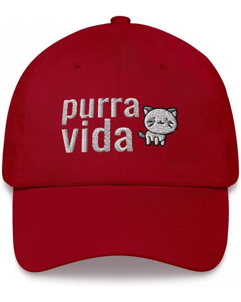 Purra Vida Funny Cat Mom Cat Lover Pet Embroidered Dad Hat Adjustable Cotton Cap Cranberry $21.51 Baseball Caps