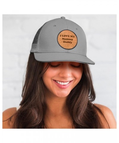 Patch Hat Printed Leather Background I Love My Mommy Daddy Style B Funny Humor Cotton Trucker Baseball Cap Heather Gray Black...