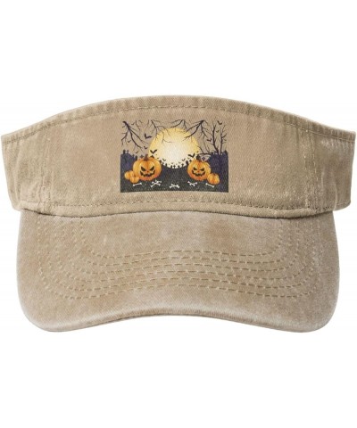 Halloween Pumpkin Brothers Sun Visor Hats for Women Men Sun Hat Cotton Golf Hat Vintage Baseball Cap Natural $14.29 Visors