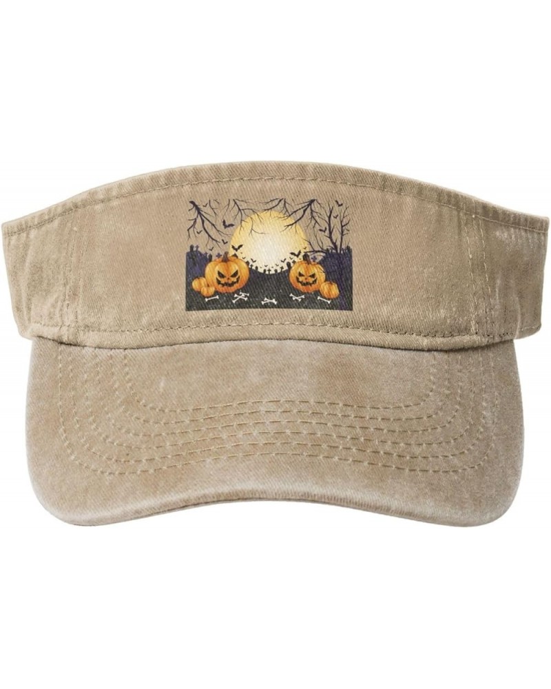 Halloween Pumpkin Brothers Sun Visor Hats for Women Men Sun Hat Cotton Golf Hat Vintage Baseball Cap Natural $14.29 Visors