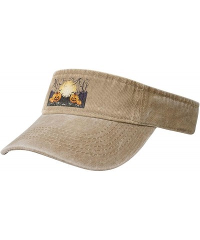 Halloween Pumpkin Brothers Sun Visor Hats for Women Men Sun Hat Cotton Golf Hat Vintage Baseball Cap Natural $14.29 Visors