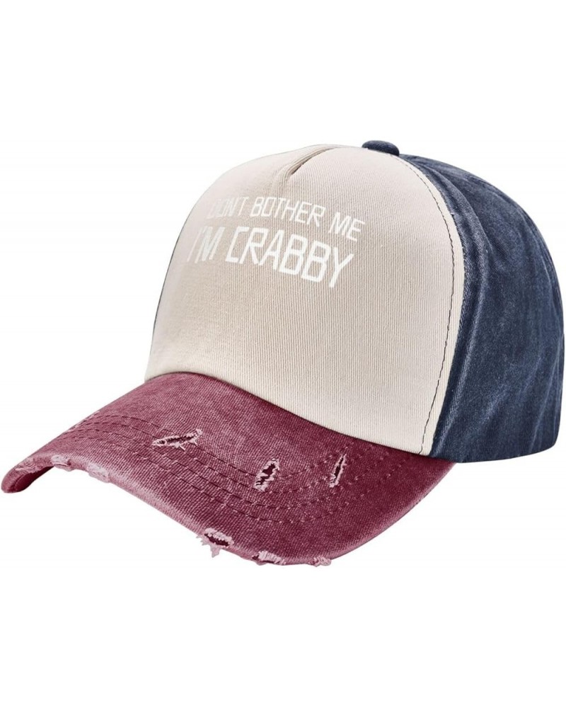 Don't Bother Me Im Crabby Outdoor Adult Washed Baseball Cap, Cowboy Hat, Travel Hat Sandwich Cap Navy and Red $13.44 Cowboy Hats