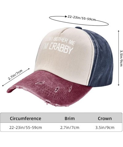 Don't Bother Me Im Crabby Outdoor Adult Washed Baseball Cap, Cowboy Hat, Travel Hat Sandwich Cap Navy and Red $13.44 Cowboy Hats