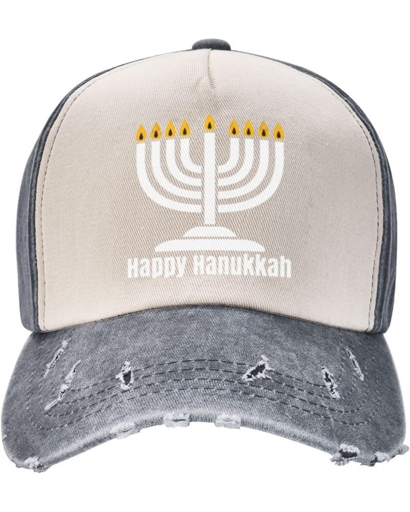 Happy Hanukkah 2023 Upgrade Your Style with Funny Adjustable Cotton Baseball Caps for Men and Women Gray $17.12 Baseball Caps