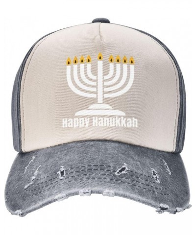 Happy Hanukkah 2023 Upgrade Your Style with Funny Adjustable Cotton Baseball Caps for Men and Women Gray $17.12 Baseball Caps