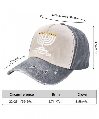 Happy Hanukkah 2023 Upgrade Your Style with Funny Adjustable Cotton Baseball Caps for Men and Women Gray $17.12 Baseball Caps