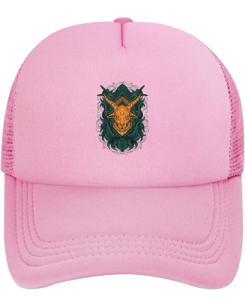 Golden Sheep Head Baseball Cap for Men Women Trucker Hat Mesh Back Caps Dad Hat Pink $12.02 Baseball Caps