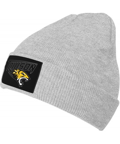 Towson University Logo Classic Warm Winter Knit Cap Fleece Lined Beanie Hat Gray $6.50 Skullies & Beanies