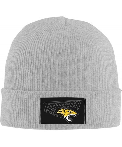 Towson University Logo Classic Warm Winter Knit Cap Fleece Lined Beanie Hat Gray $6.50 Skullies & Beanies