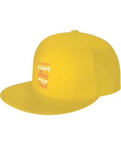 My Favorite Fishing Player Call Me Dad Snapback Hats for Men Baseball Cap Trucker Hat Flat Brim Hats Yellow $10.02 Baseball Caps