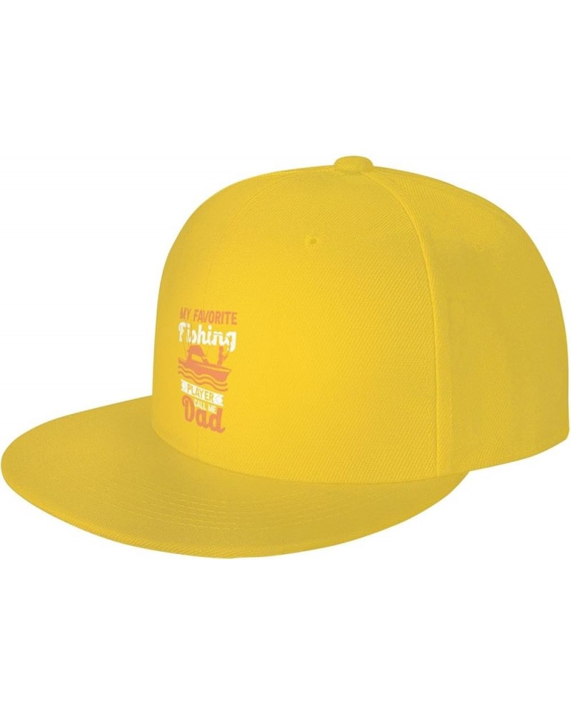 My Favorite Fishing Player Call Me Dad Snapback Hats for Men Baseball Cap Trucker Hat Flat Brim Hats Yellow $10.02 Baseball Caps