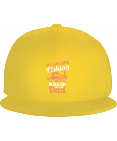 My Favorite Fishing Player Call Me Dad Snapback Hats for Men Baseball Cap Trucker Hat Flat Brim Hats Yellow $10.02 Baseball Caps