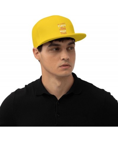 My Favorite Fishing Player Call Me Dad Snapback Hats for Men Baseball Cap Trucker Hat Flat Brim Hats Yellow $10.02 Baseball Caps