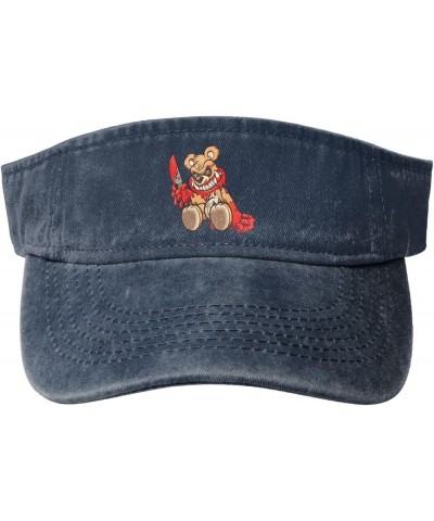 Bloody Bear Sun Visor Hats for Women Men Sun Hat Vintage Golf Hat Adjustable Baseball Cap Navy Blue $11.14 Visors