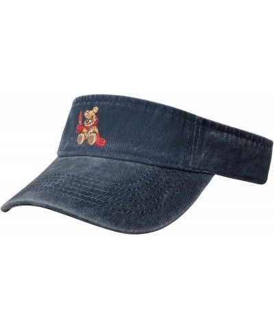 Bloody Bear Sun Visor Hats for Women Men Sun Hat Vintage Golf Hat Adjustable Baseball Cap Navy Blue $11.14 Visors