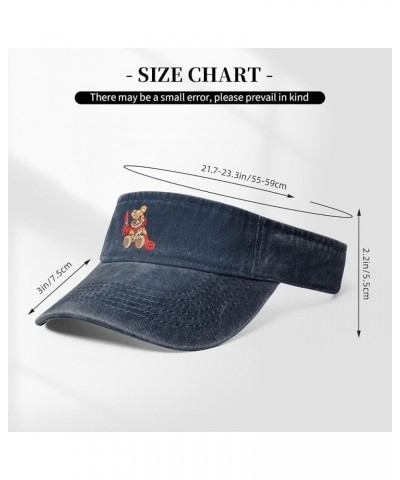 Bloody Bear Sun Visor Hats for Women Men Sun Hat Vintage Golf Hat Adjustable Baseball Cap Navy Blue $11.14 Visors