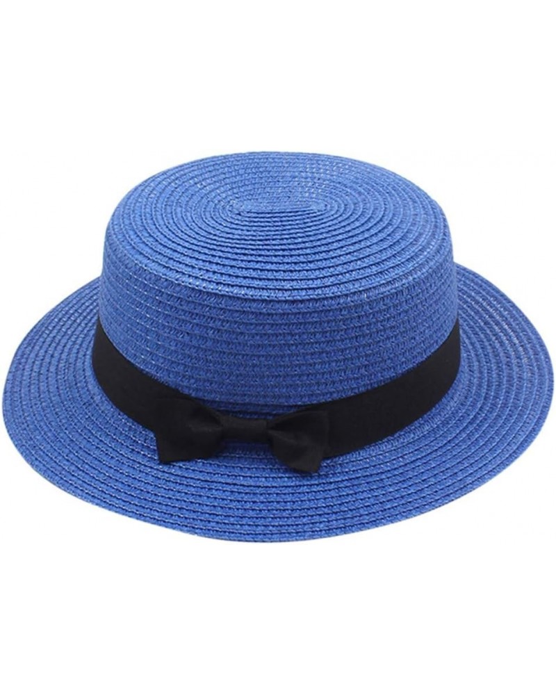 Straw Sun Hat for Men and Women Elegant Retro Fedora Hat with Bowknot Summer Wide Brim Sun Hat Beach Traveling Hats Blue $9.0...