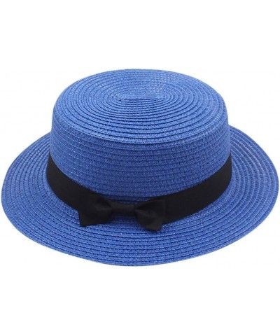 Straw Sun Hat for Men and Women Elegant Retro Fedora Hat with Bowknot Summer Wide Brim Sun Hat Beach Traveling Hats Blue $9.0...