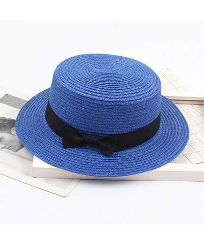 Straw Sun Hat for Men and Women Elegant Retro Fedora Hat with Bowknot Summer Wide Brim Sun Hat Beach Traveling Hats Blue $9.0...