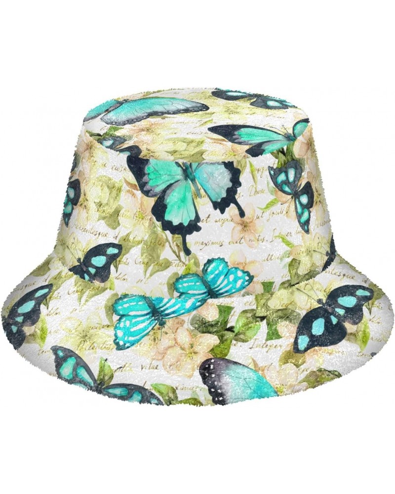 Flowers Butterflies Bucket Hat for Women Men Packable Bucket Hat Unisex Fishing Cap for Fall Winter Camp Travel Multicolor $1...