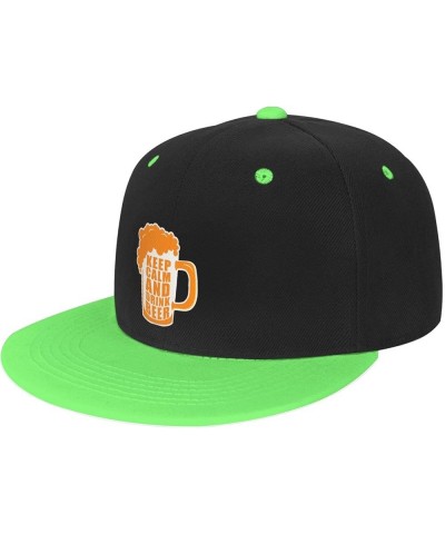 Keep Calm and Drink Beer Baseball Cap for Men Women Snapback Hat Adjustable Flat Bill Hats Green $13.35 Baseball Caps