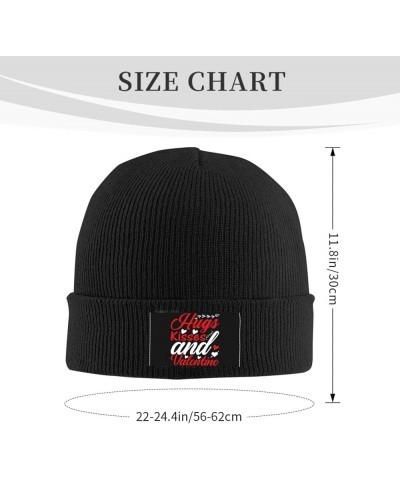 Hugs Kisses and Valentine Beanie Hat for Men Women Knit Skull Cap Warm Hats Black Knitted Caps Black $12.41 Skullies & Beanies