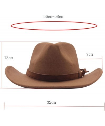 Men's Crushable Felt Outback Hat Wool Wide Brim Western Cowboy Hat Elegant Lady Cowgirl Hat with Leather Belt Red Wine $22.79...