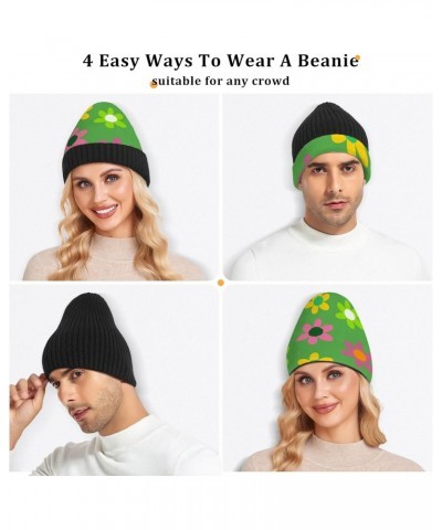 Winter Hat Beanie Colorful Floral Flower Cute Cartoon Spring Green Hippie Skull Cap Women Men Headwear Wool Cuffed Ribbed Hat...