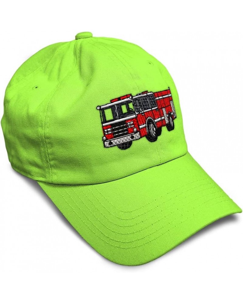 Soft Baseball Cap Fire Engine Truck A Embroidery Firefighter Truck Cotton Dad Hats for Men & Women Lime Design Only $16.52 Ba...