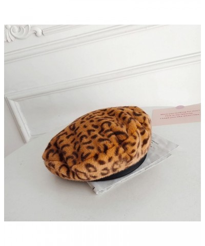 Beret for Women Leopard Print Flat Top Hat Autumn Winter Zebra Patern Plush Beret Crochet Beanie Beret Slouchy Painter Cap Br...