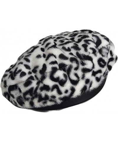 Beret for Women Leopard Print Flat Top Hat Autumn Winter Zebra Patern Plush Beret Crochet Beanie Beret Slouchy Painter Cap Br...