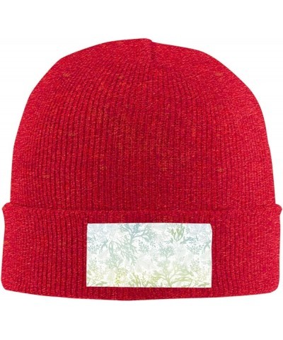 Green Sea Blue Seaweed Print Casual Beanie Women Men Knit Hat Warm Winter Beanies Cap Fashion Cuffed Beanie Red $11.66 Skulli...