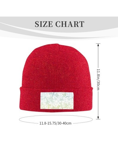 Green Sea Blue Seaweed Print Casual Beanie Women Men Knit Hat Warm Winter Beanies Cap Fashion Cuffed Beanie Red $11.66 Skulli...