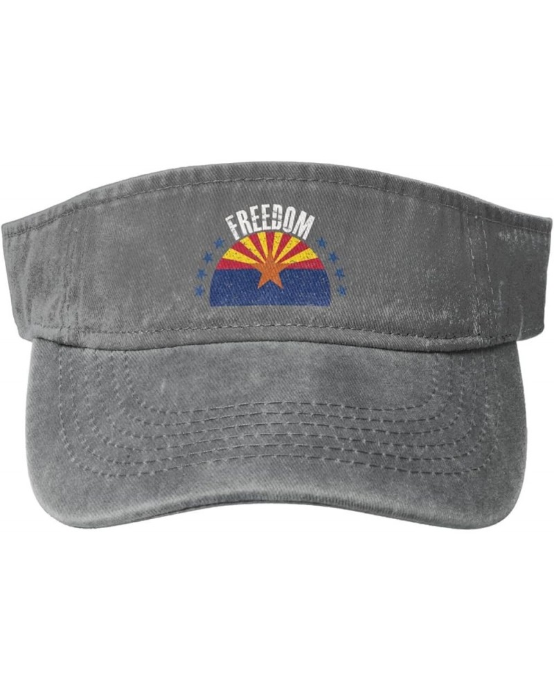 The Arizona Flag and Freedom Sun Visor Hats for Women Men Sun Hat Vintage Golf Hat Adjustable Baseball Cap Gray $11.14 Visors