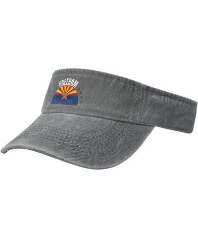 The Arizona Flag and Freedom Sun Visor Hats for Women Men Sun Hat Vintage Golf Hat Adjustable Baseball Cap Gray $11.14 Visors