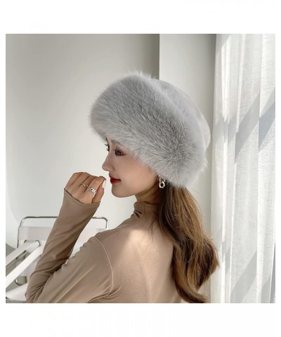 Women's Winter Beanie,Faux Fox Fur Hat Plush Stylish Ladies Winter Faux Fur Hat Warm Cap Grey $10.14 Skullies & Beanies