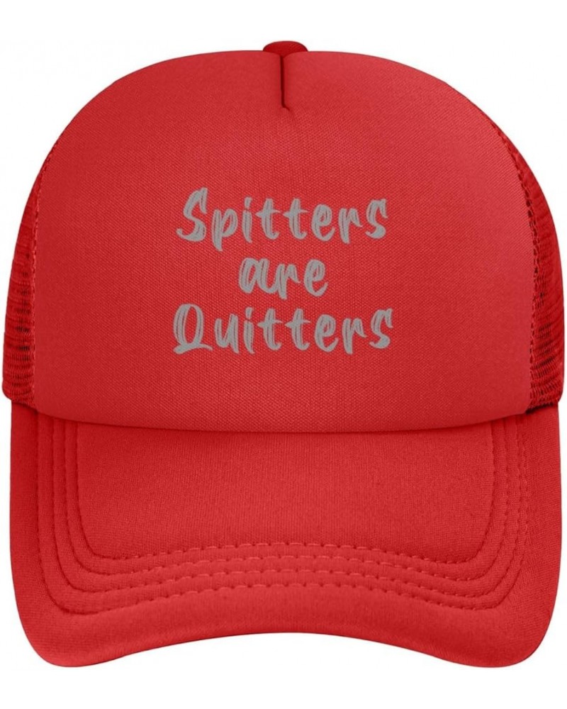 Spitters are Quitters Baseball Cap for Men Women Adjustable Mesh Trucker Hat Black Red $9.23 Baseball Caps