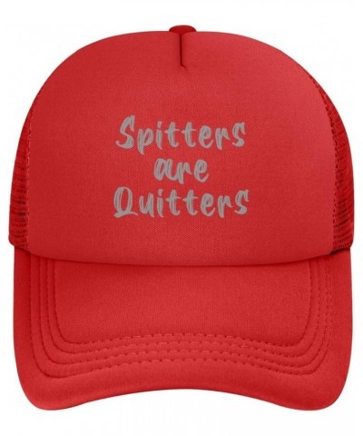 Spitters are Quitters Baseball Cap for Men Women Adjustable Mesh Trucker Hat Black Red $9.23 Baseball Caps