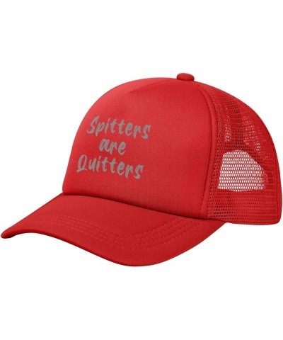 Spitters are Quitters Baseball Cap for Men Women Adjustable Mesh Trucker Hat Black Red $9.23 Baseball Caps