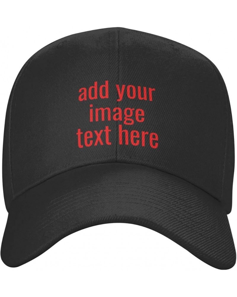 Custom Hat Add Your Name Logo Text or Image Here Personalized Hats Black $7.08 Baseball Caps