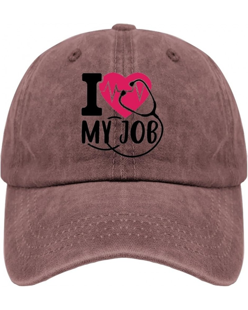 I Love My Job Sun Hat Custom Baseball Cap Pigment Black Mens Baseball Cap Gifts for Mom Golf Cap Wine Red $11.39 Sun Hats