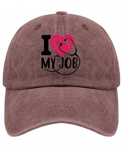 I Love My Job Sun Hat Custom Baseball Cap Pigment Black Mens Baseball Cap Gifts for Mom Golf Cap Wine Red $11.39 Sun Hats