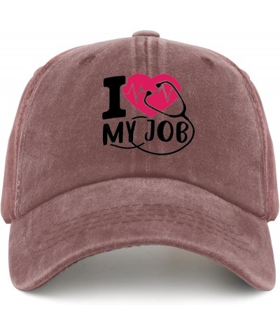 I Love My Job Sun Hat Custom Baseball Cap Pigment Black Mens Baseball Cap Gifts for Mom Golf Cap Wine Red $11.39 Sun Hats