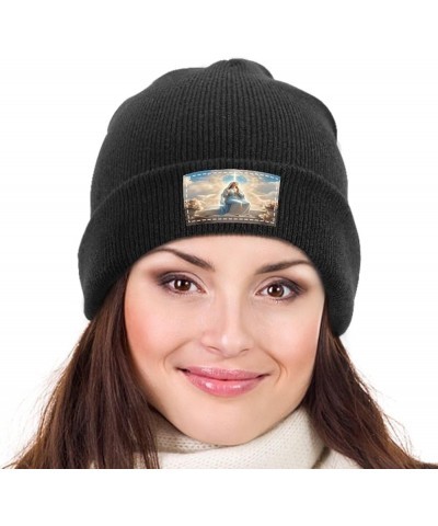 Our Lady of Guadalupe Virgin Mary Winter Hat Black Warm Skull Knit Hats Beanie Novetly Cap for Men Women Black2 $16.50 Skulli...