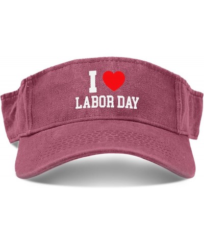 I Love Labor Day Cap Sun Visor Hat for Men Golf Hats Trendy Sun Visors Deep Rose $10.58 Visors