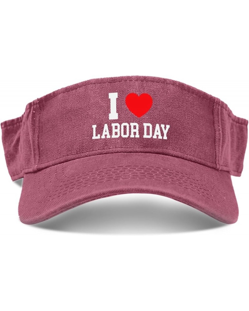 I Love Labor Day Cap Sun Visor Hat for Men Golf Hats Trendy Sun Visors Deep Rose $10.58 Visors