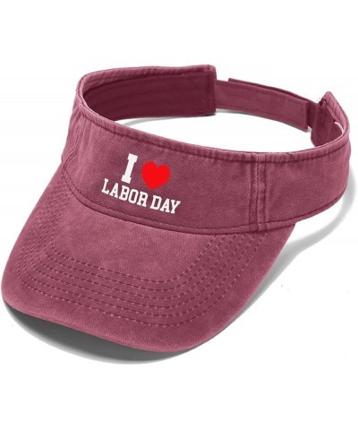 I Love Labor Day Cap Sun Visor Hat for Men Golf Hats Trendy Sun Visors Deep Rose $10.58 Visors