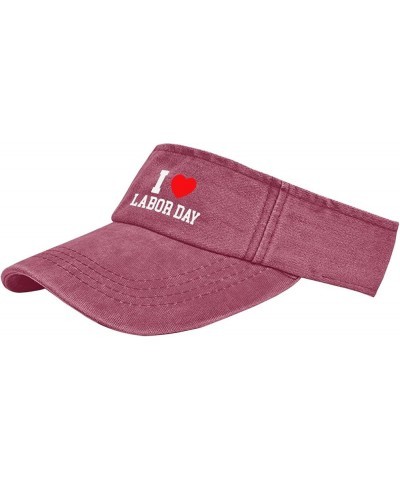 I Love Labor Day Cap Sun Visor Hat for Men Golf Hats Trendy Sun Visors Deep Rose $10.58 Visors