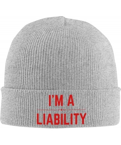 I'm A Liability Beanie Unisex Knit Hat Women Men Gift Winter Warm Cap Gray $13.19 Skullies & Beanies