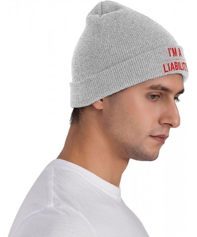 I'm A Liability Beanie Unisex Knit Hat Women Men Gift Winter Warm Cap Gray $13.19 Skullies & Beanies